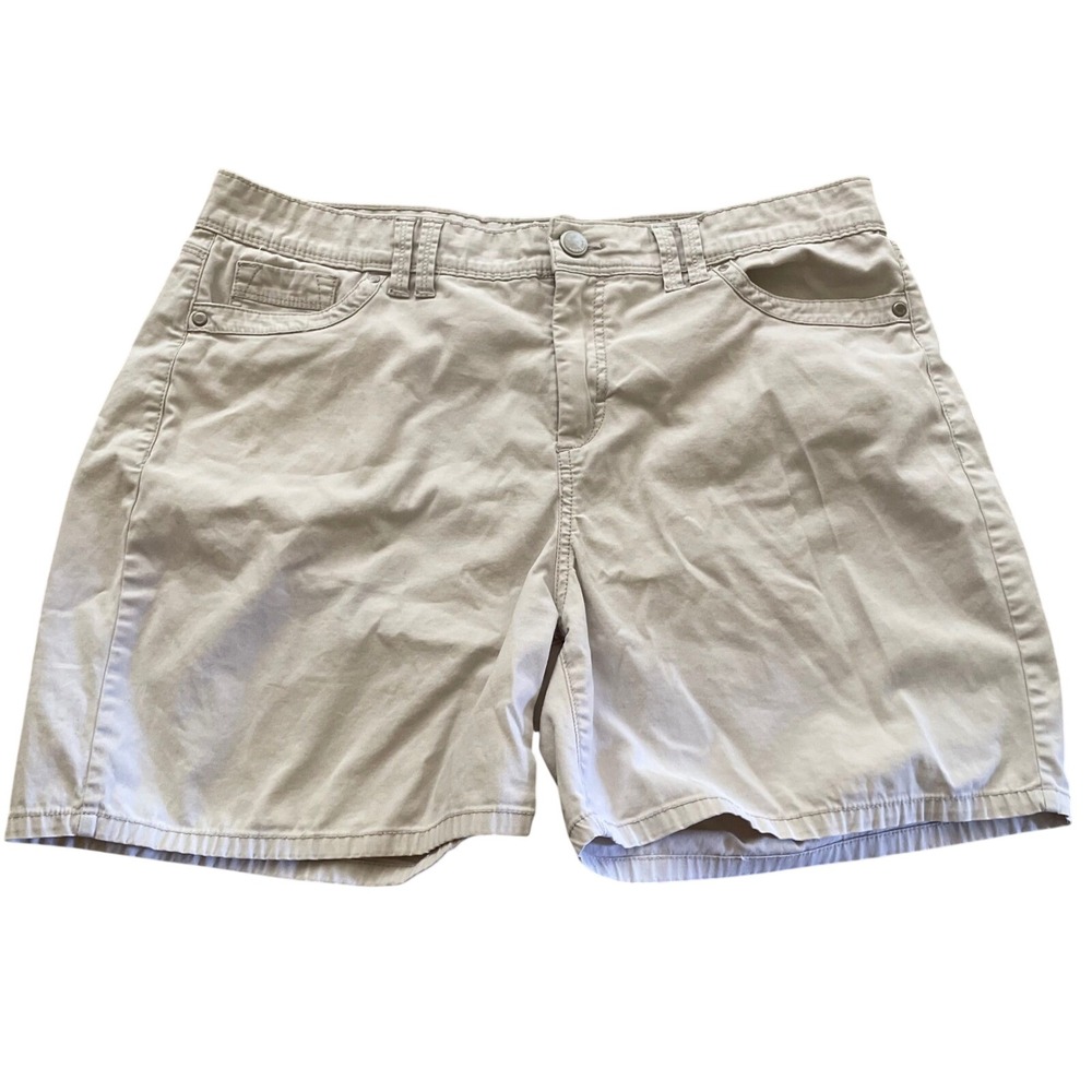 Bandolino Amalia Khaki Chino Shorts Womens Size 12 Tan Beige Stretch Casual
